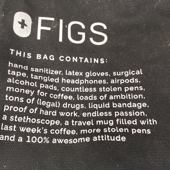 Figs Limited Edition Canvas Tote Bag in Black. - Picture 5 of 7